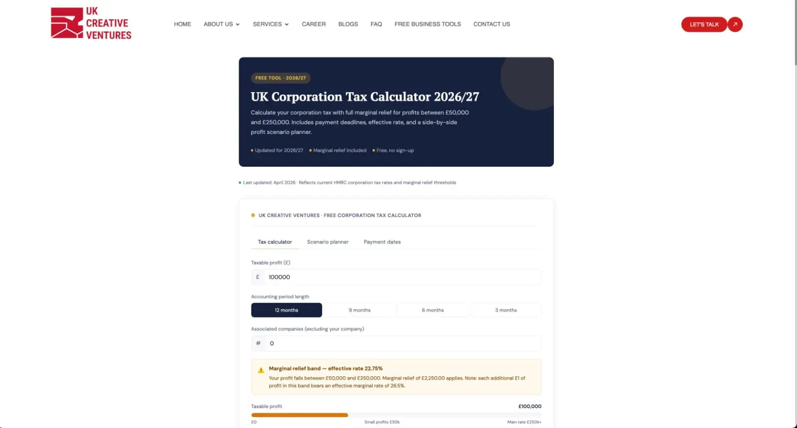 Screenshot 2 of UK Corporation Tax Calculator