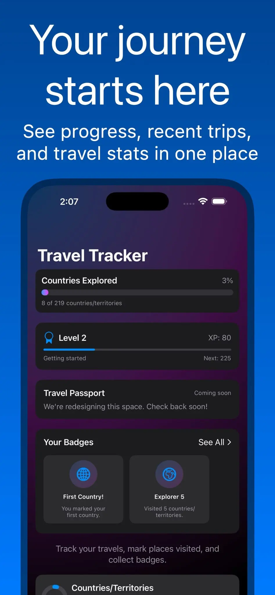 Screenshot 1 of Travel Tracker