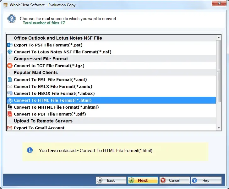 Screenshot 3 of WholeClear MSG to HTML Converter