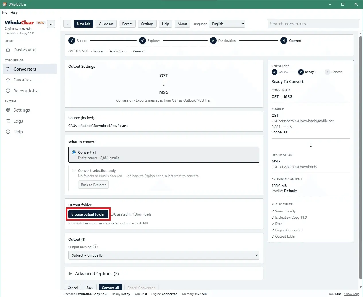 Screenshot 4 of WholeClear OST to MSG Converter