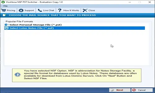 Screenshot 1 of ViceVersa NSF PST Switcher
