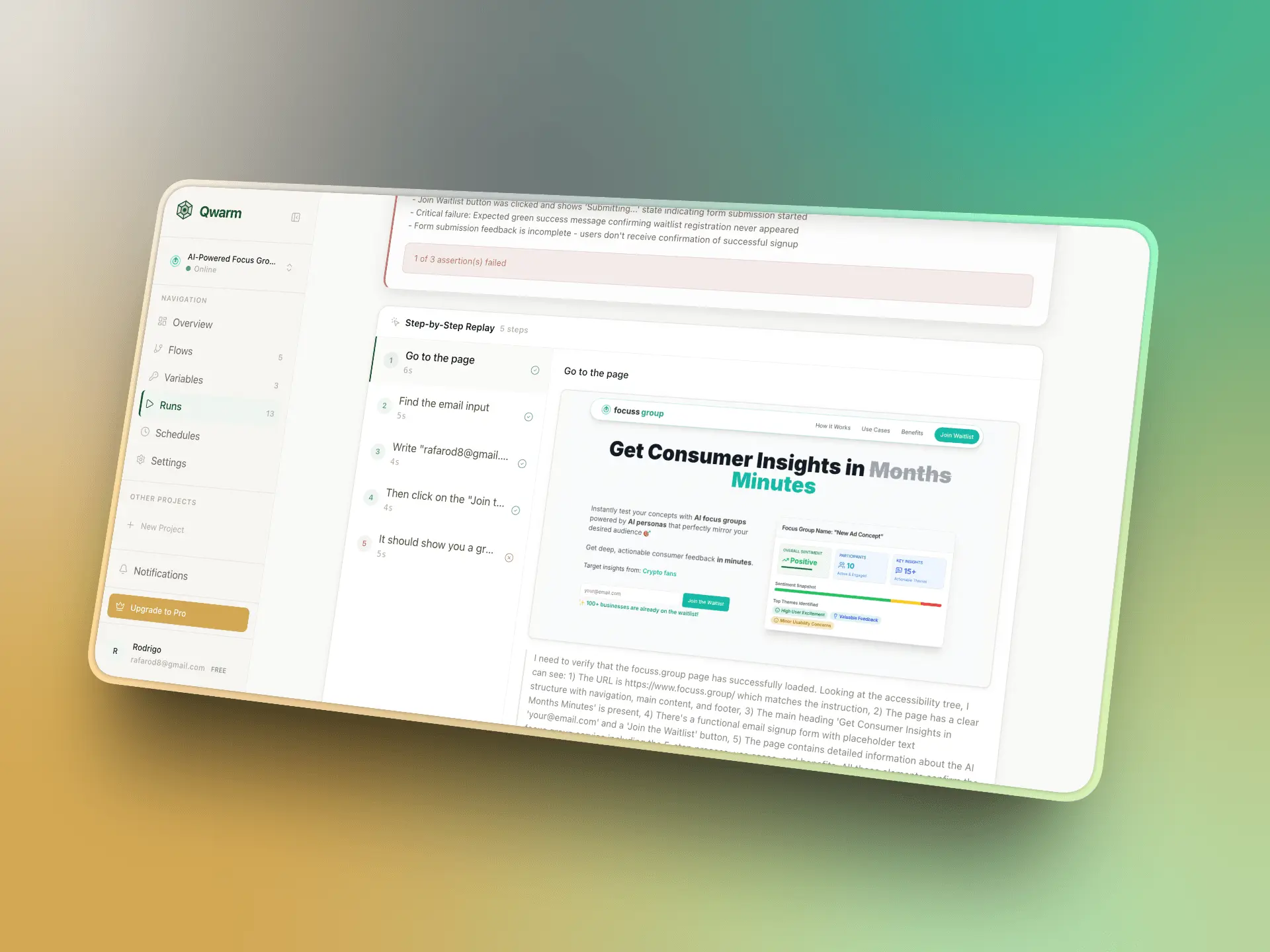 Screenshot 3 of Qwarm - AI-Powered QA Testing