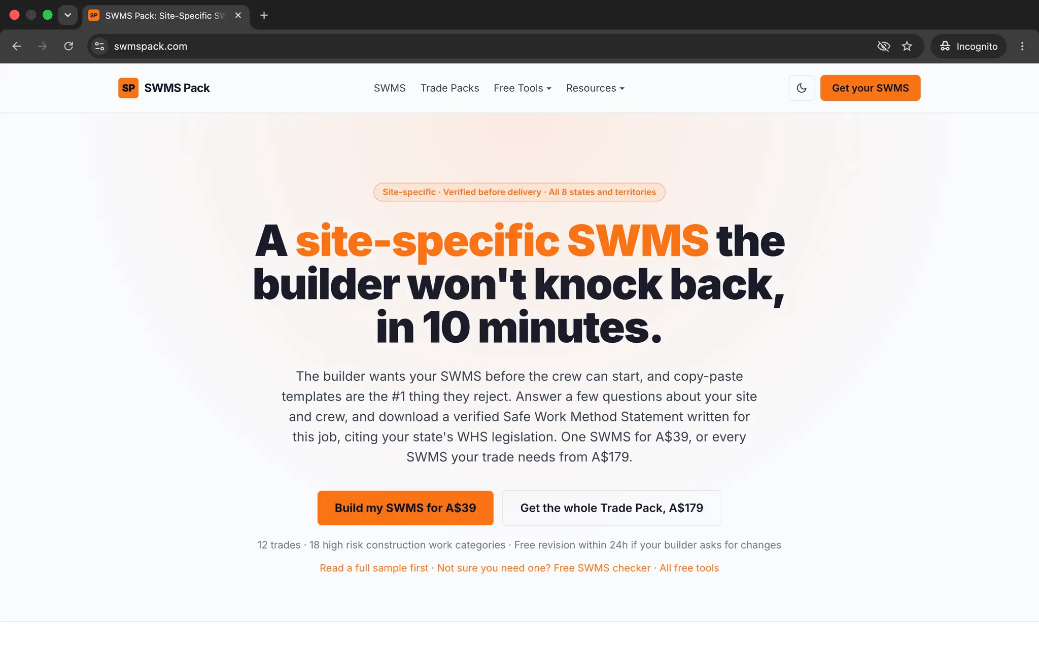 Screenshot 1 of SWMS Pack