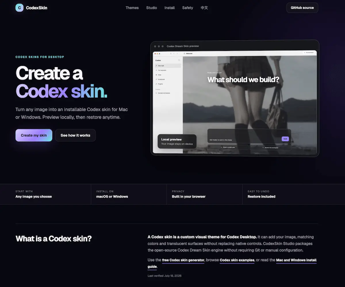 Screenshot 1 of CodexSkin