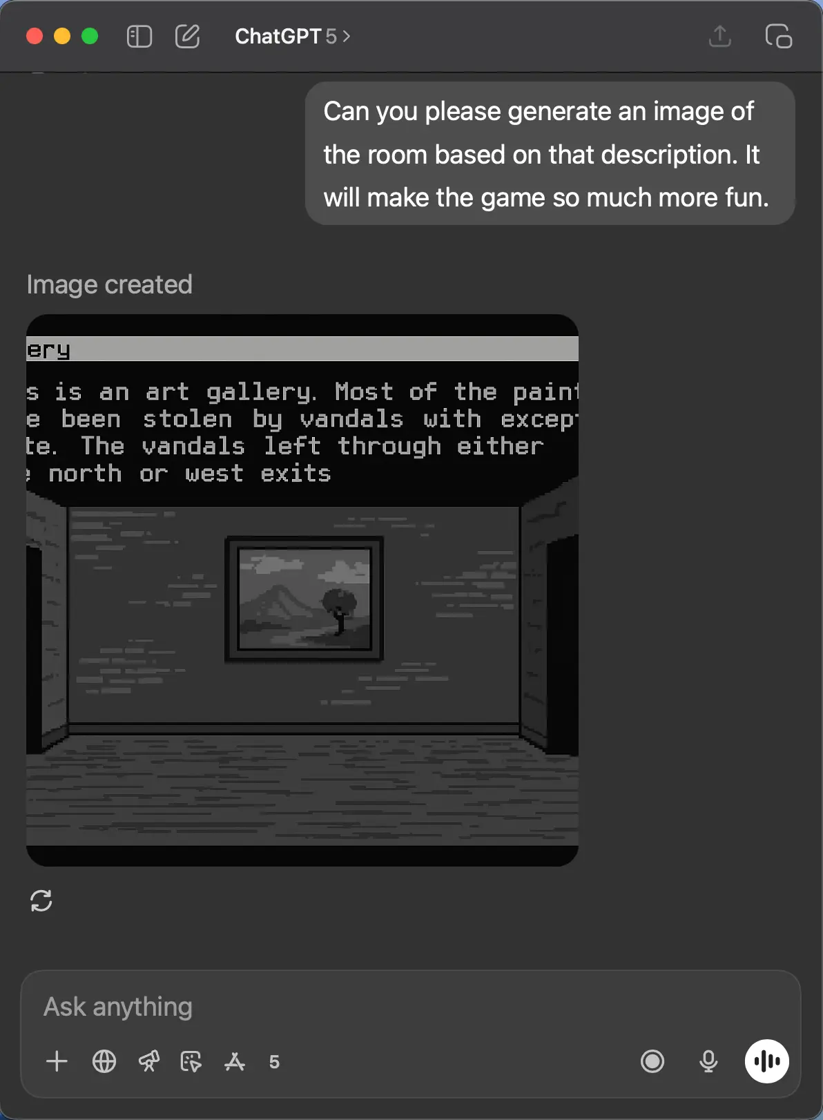 Screenshot 1 of Interactive fiction games for ChatGPT