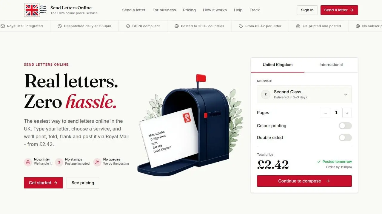 Screenshot 1 of Send Letters Online UK