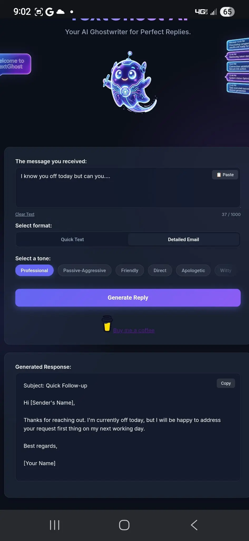 Screenshot 2 of Smart Reply AI | TextGhost