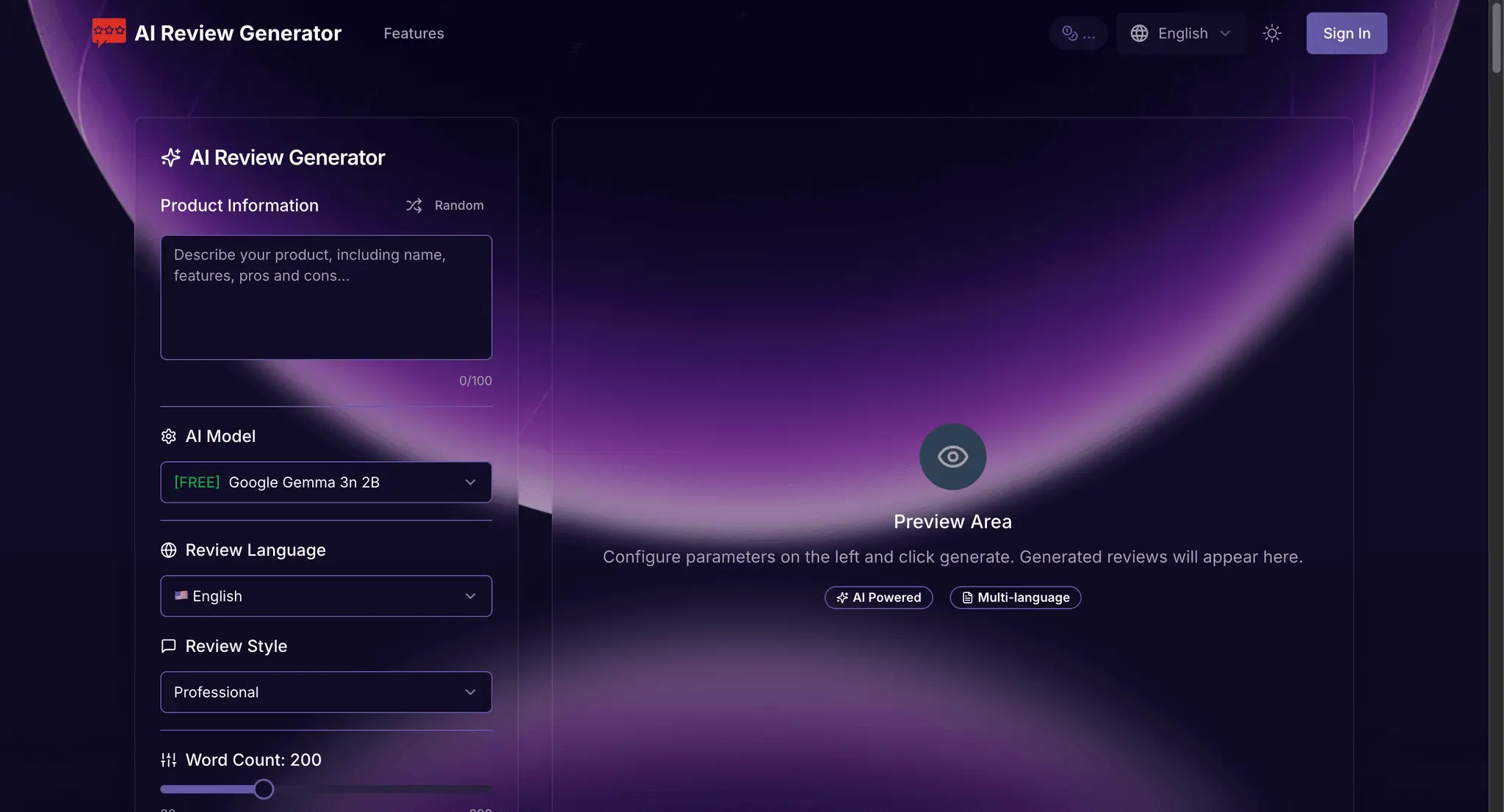 Screenshot 1 of AI Review Generator