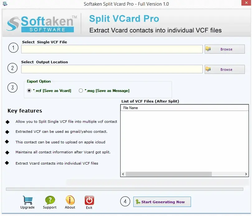 Screenshot 1 of Softaken Split vCard