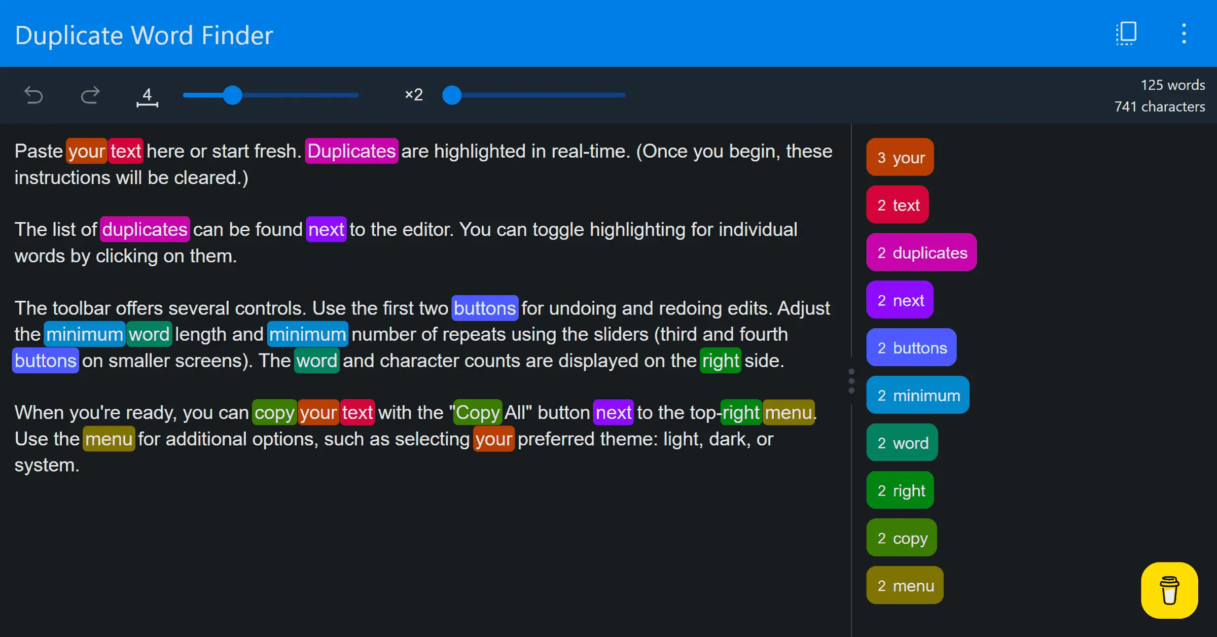 Screenshot 2 of Duplicate Word Finder