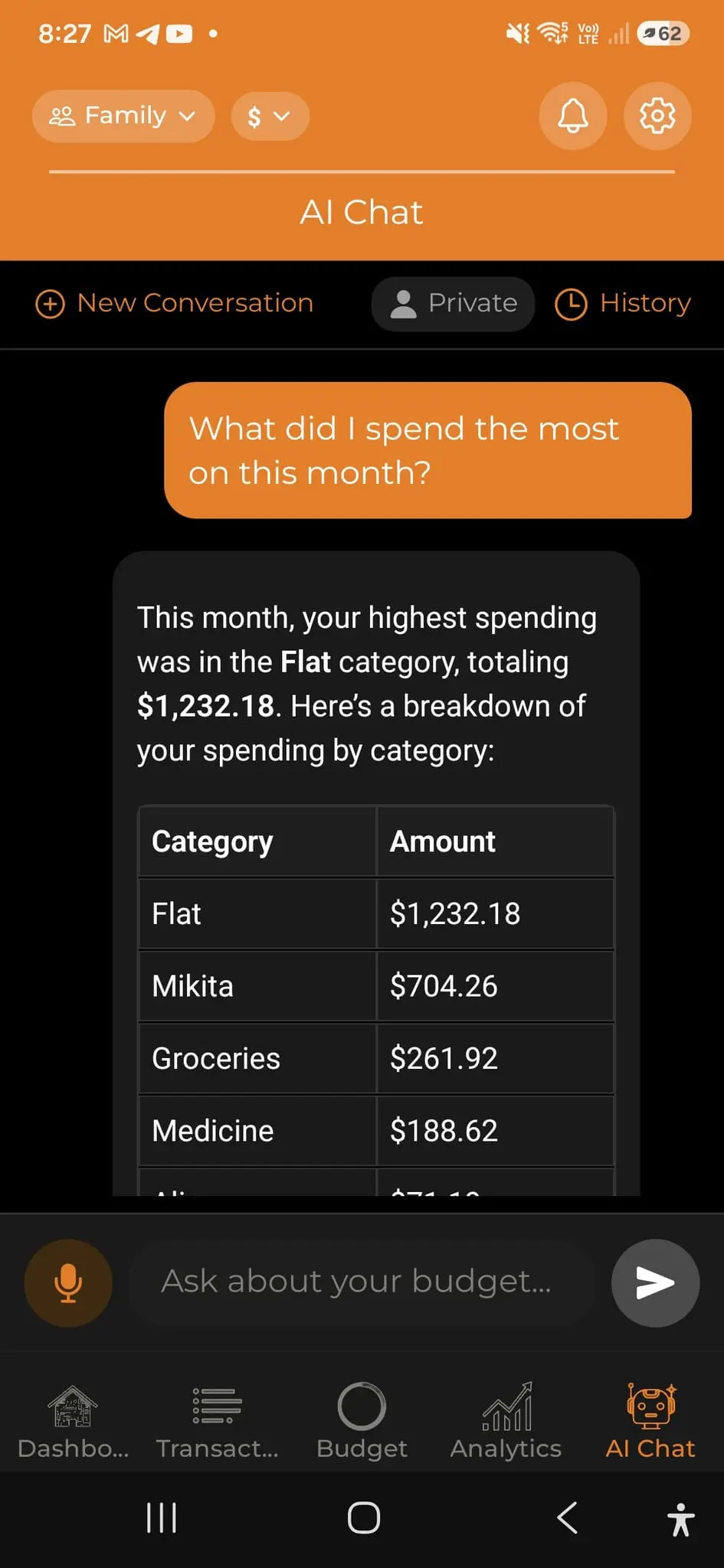 Screenshot 2 of AI Budget Assistant