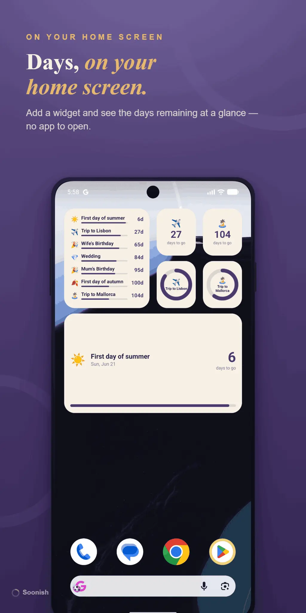 Screenshot 1 of Soonish: Countdown-Widget