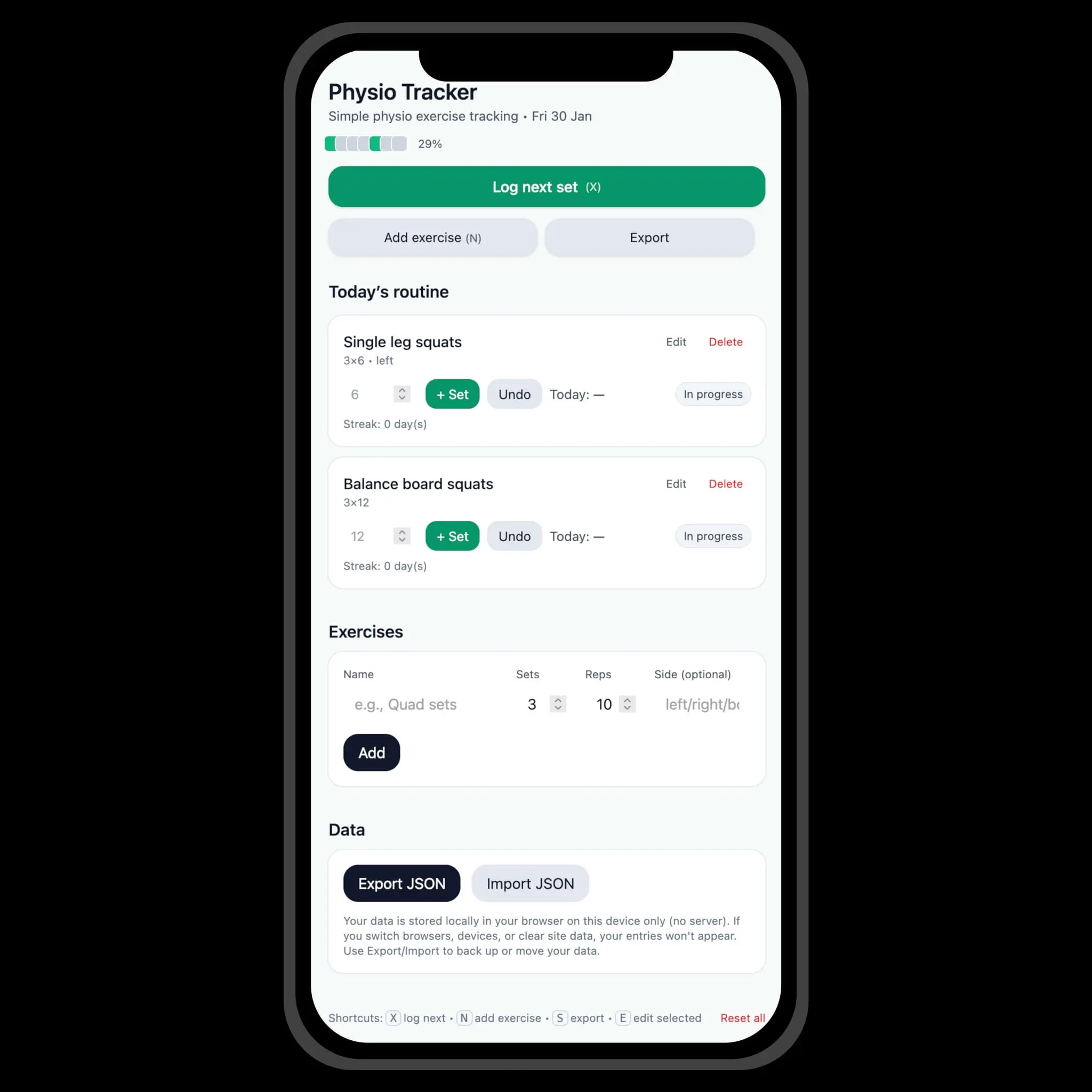 Screenshot 1 of Physio Tracker