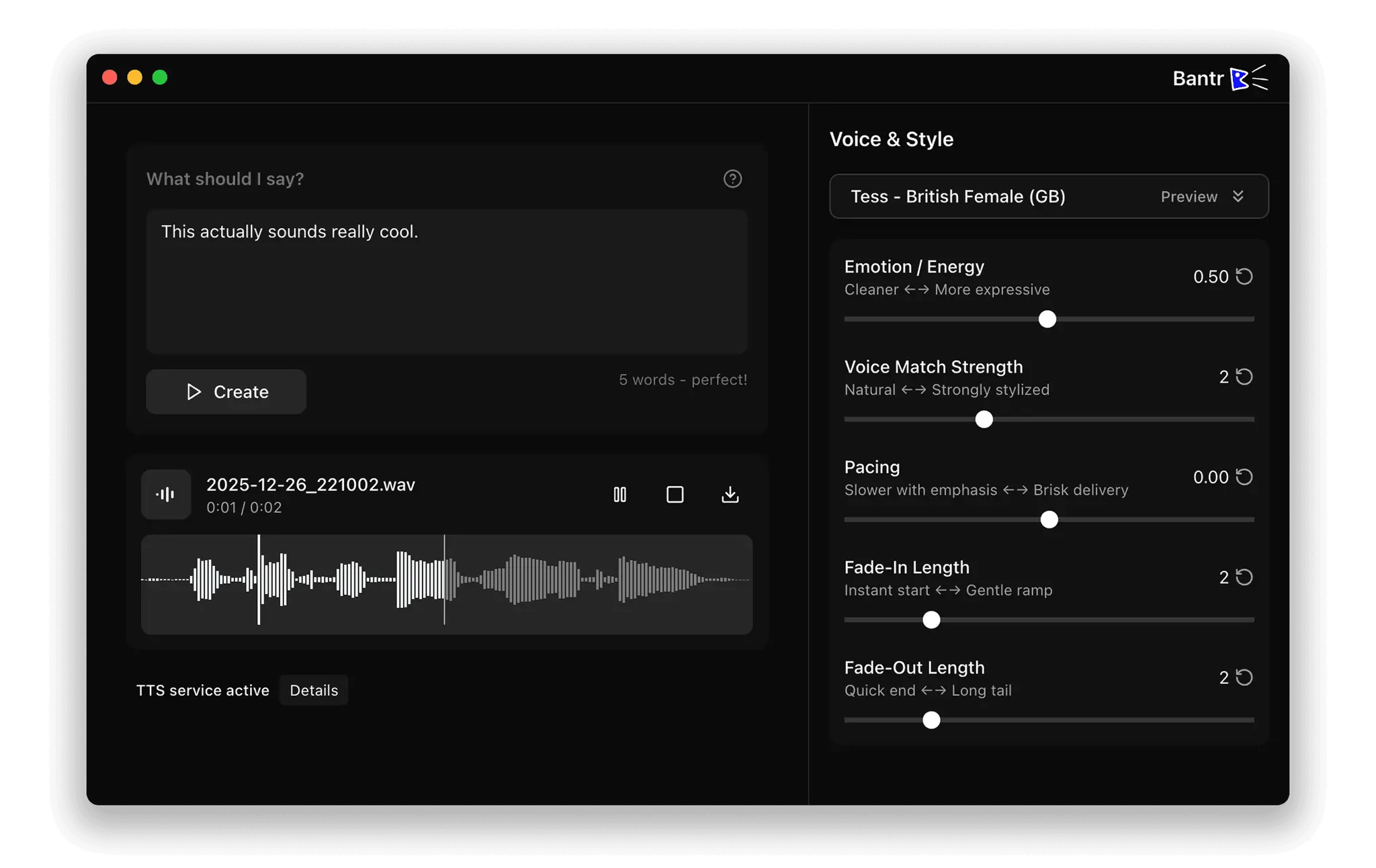 Screenshot 1 of Bantr: Offline & Unlimited TTS for Mac