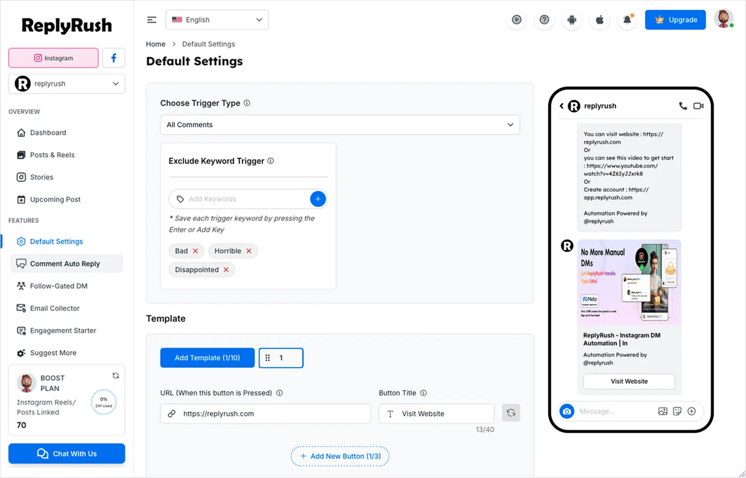 Screenshot 3 of Replyrush - Instagram DM Automation