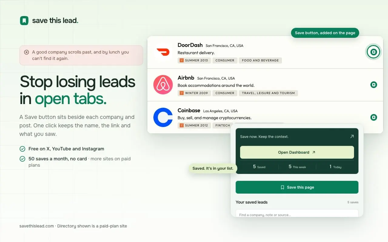 Screenshot 1 of Save This Lead