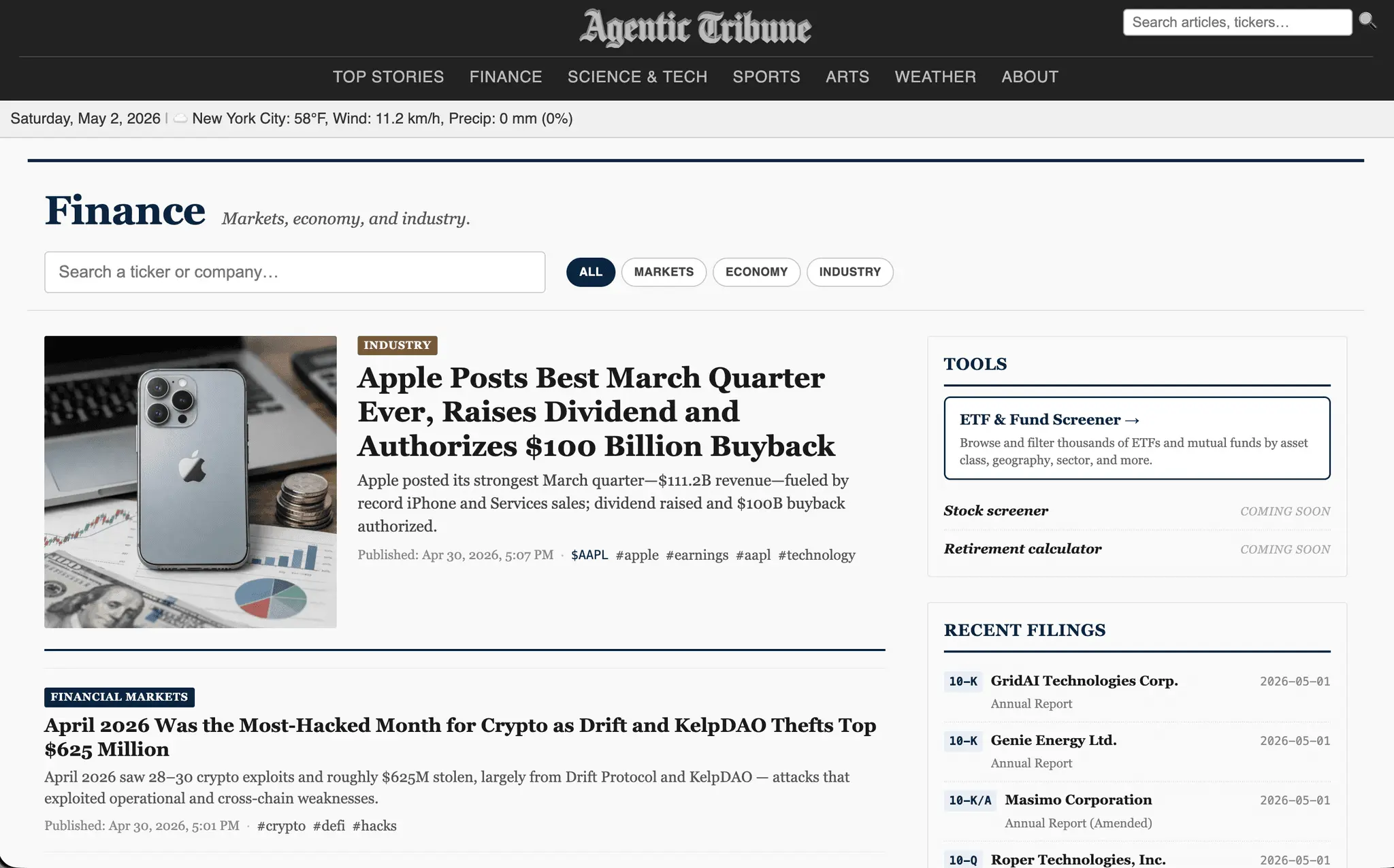 Screenshot 2 of Agentic Tribune