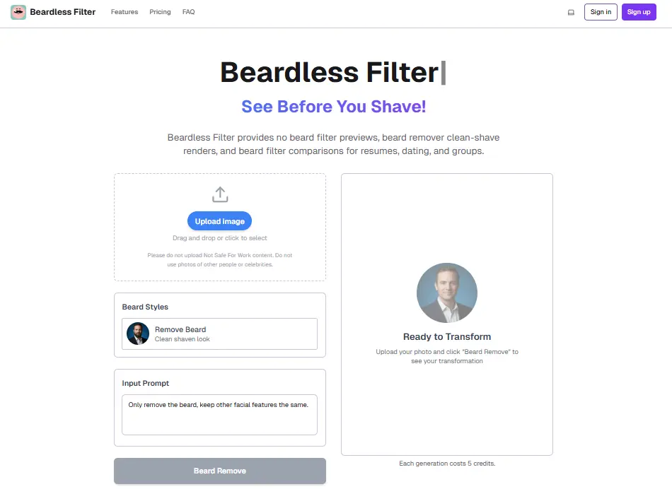 Screenshot 1 of Beardless Filter