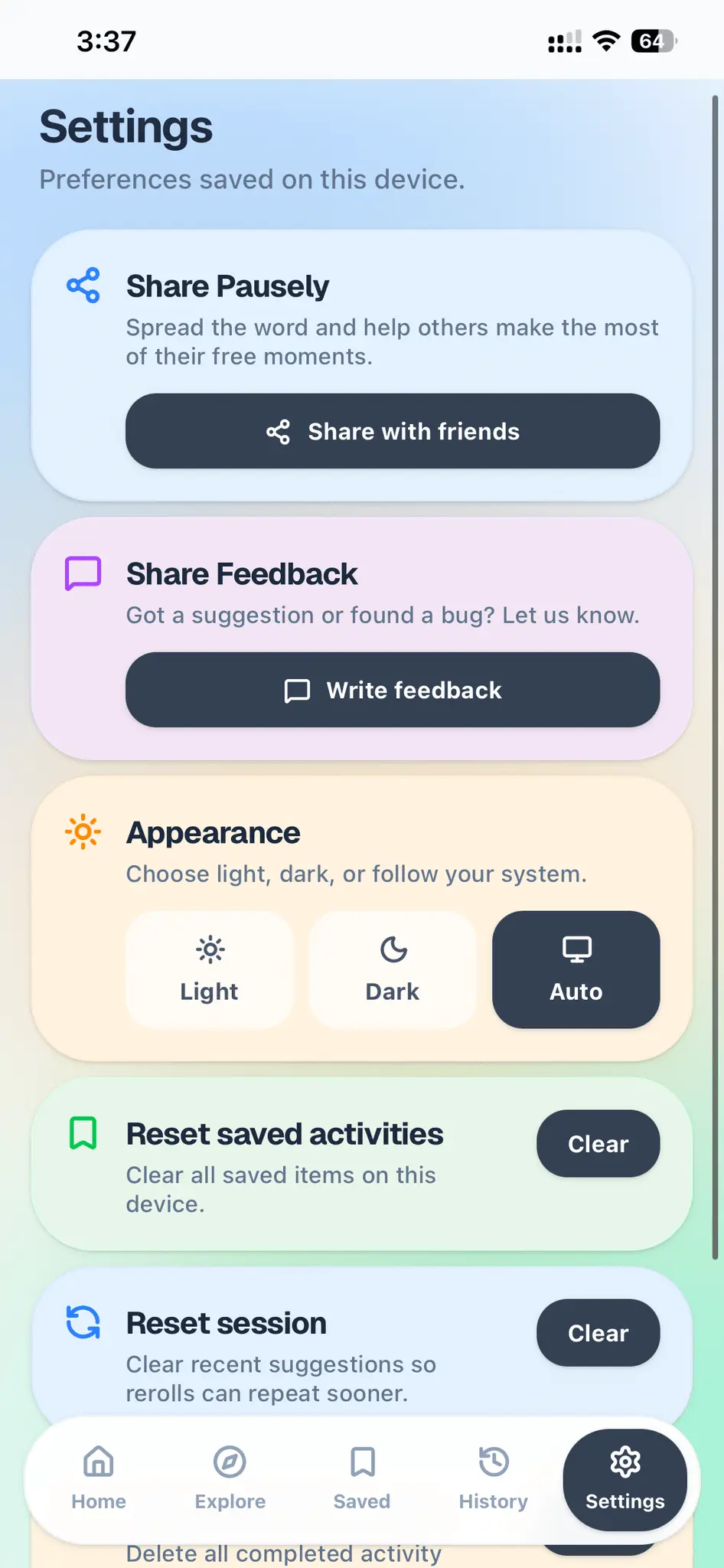Screenshot 4 of Pausely — Calm Micro Breaks