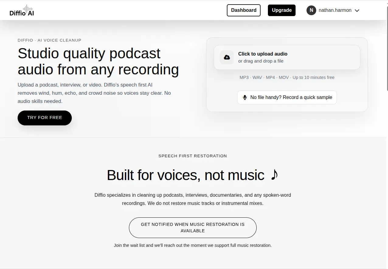 Screenshot 2 of Diffio | Podcast-quality sound with one
