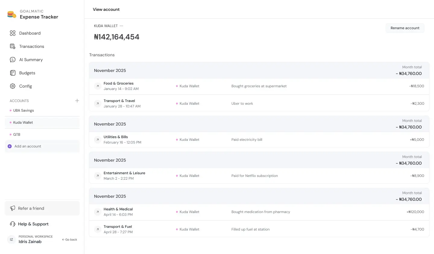 Screenshot 4 of Goalmatic Expense Tracker