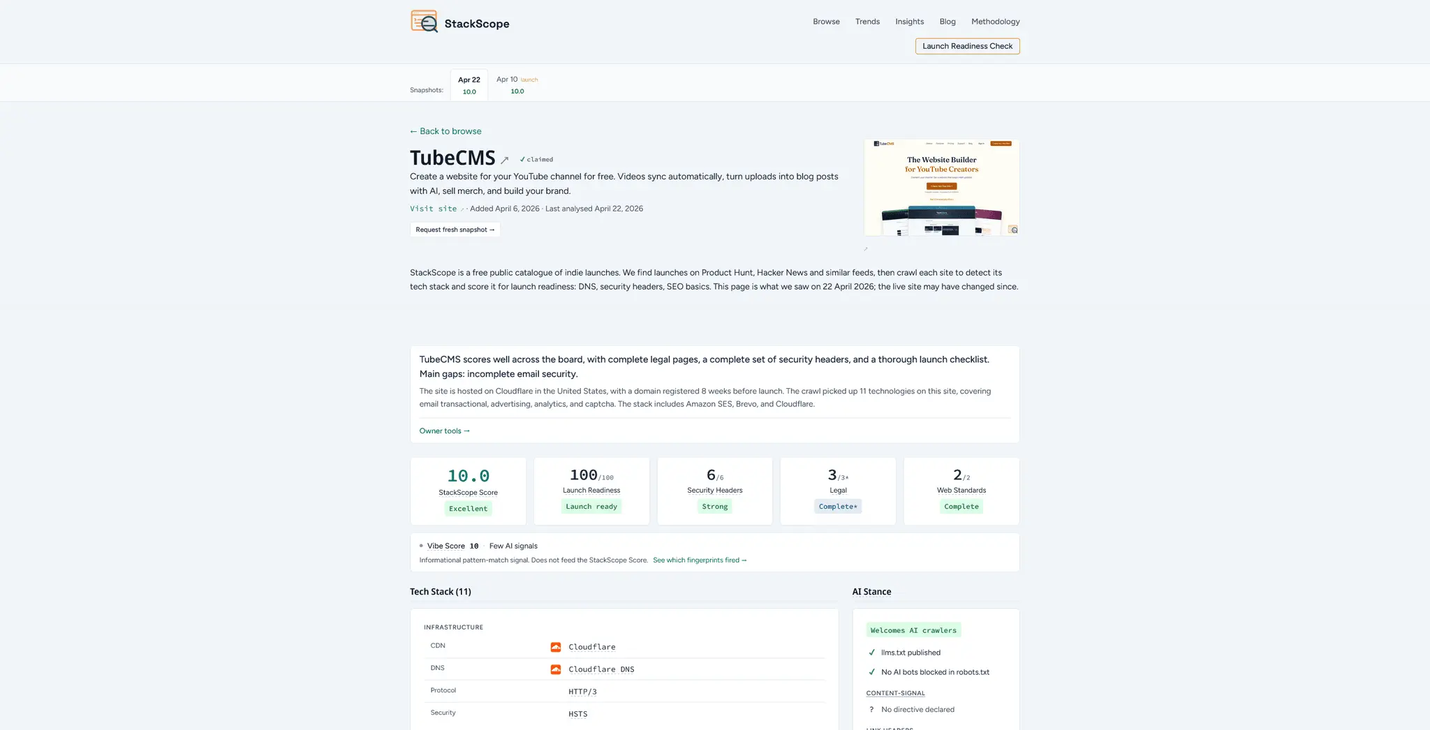 Screenshot 2 of StackScope Launch Readiness Check