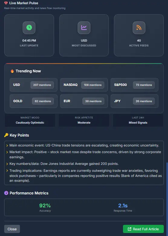 Screenshot 9 of FXRadar – AI Live Financial News Hub