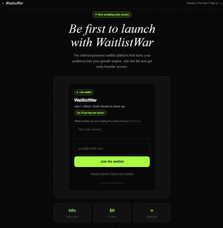 Screenshot 1 of WaitlistWar