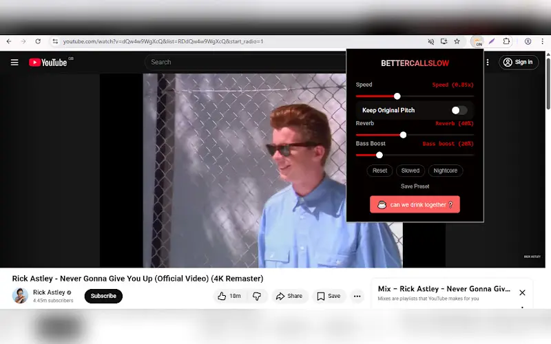 Screenshot 1 of BetterCallSlow(Slow, reverb for Youtube,