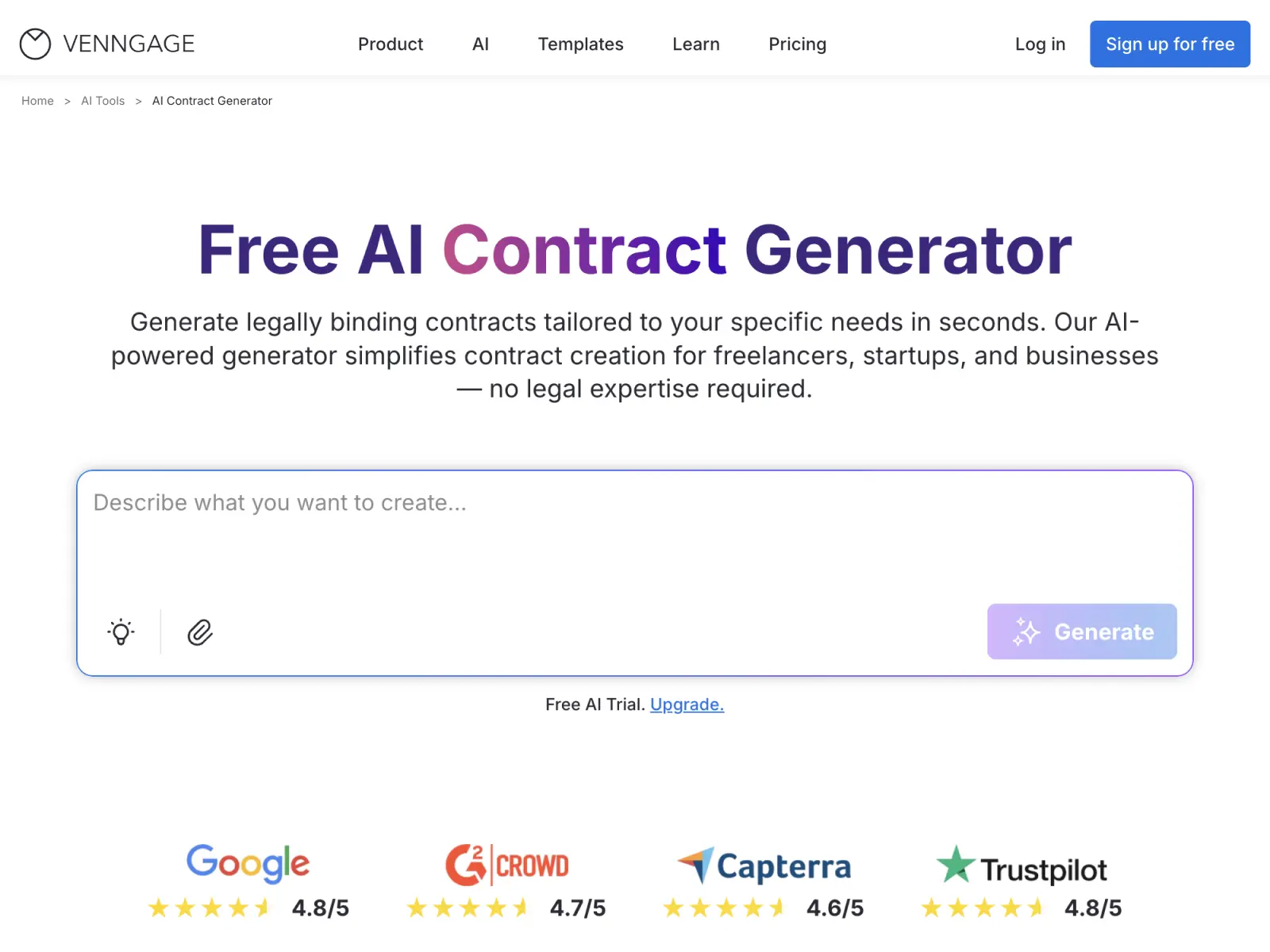 Screenshot 1 of AI Contract Generator
