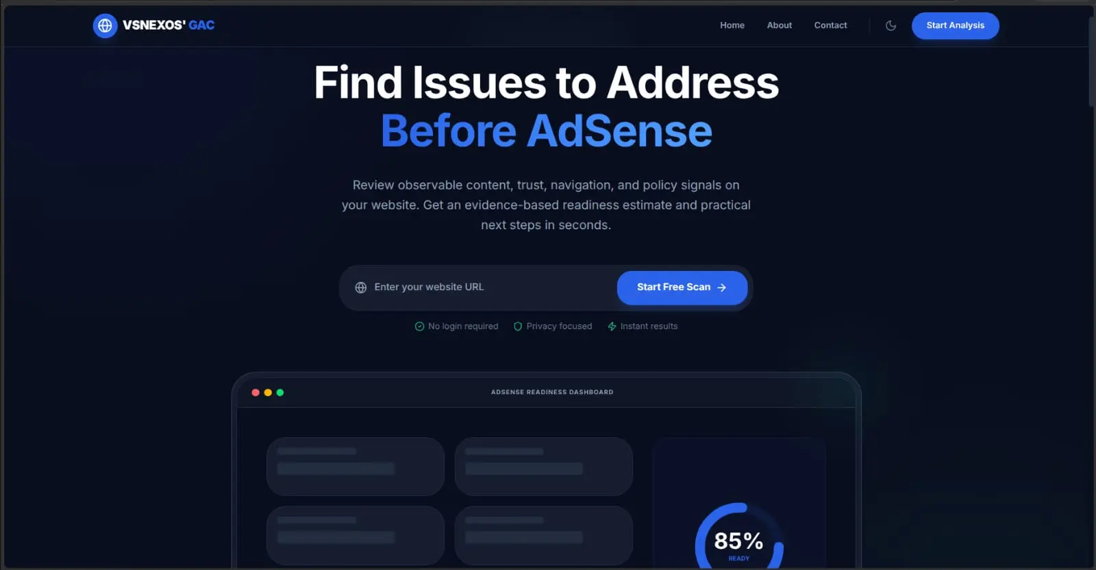 Screenshot 1 of AdSense Readiness Checker