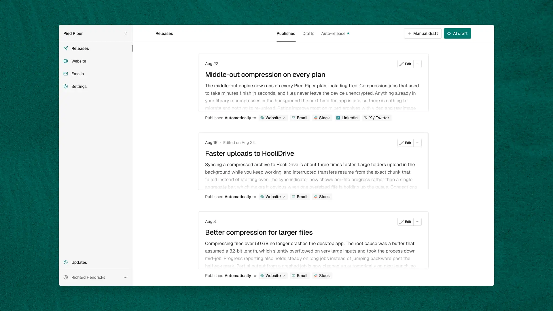 Screenshot 1 of ReleasesHQ