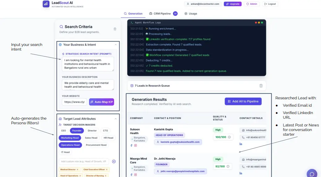 Screenshot 2 of LeadScoutAI