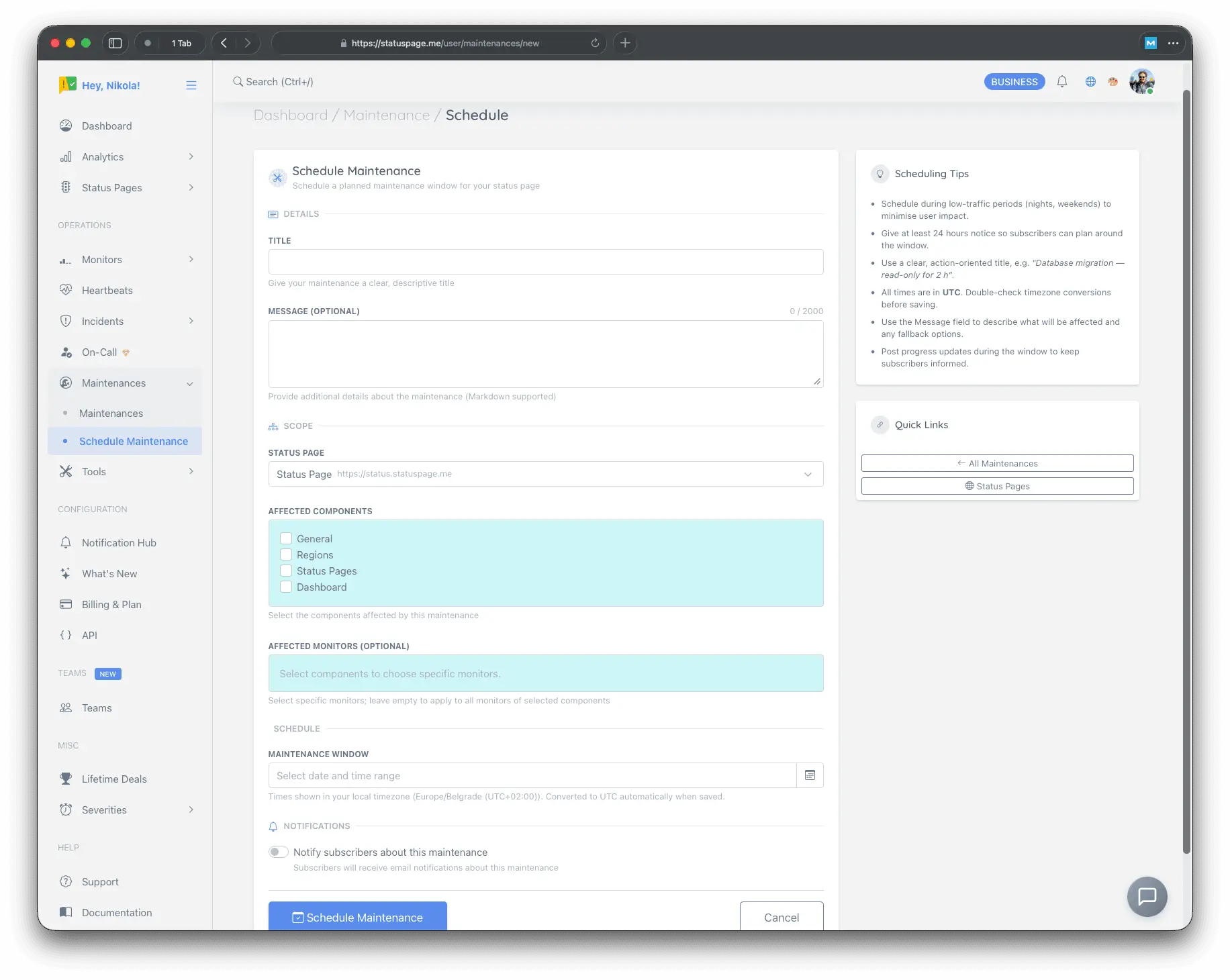 Screenshot 4 of Status Page and Uptime Monitoring
