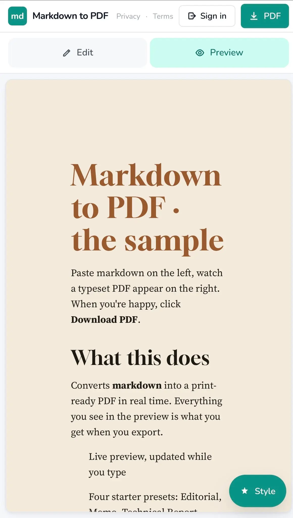 Screenshot 3 of Markdown to PDF