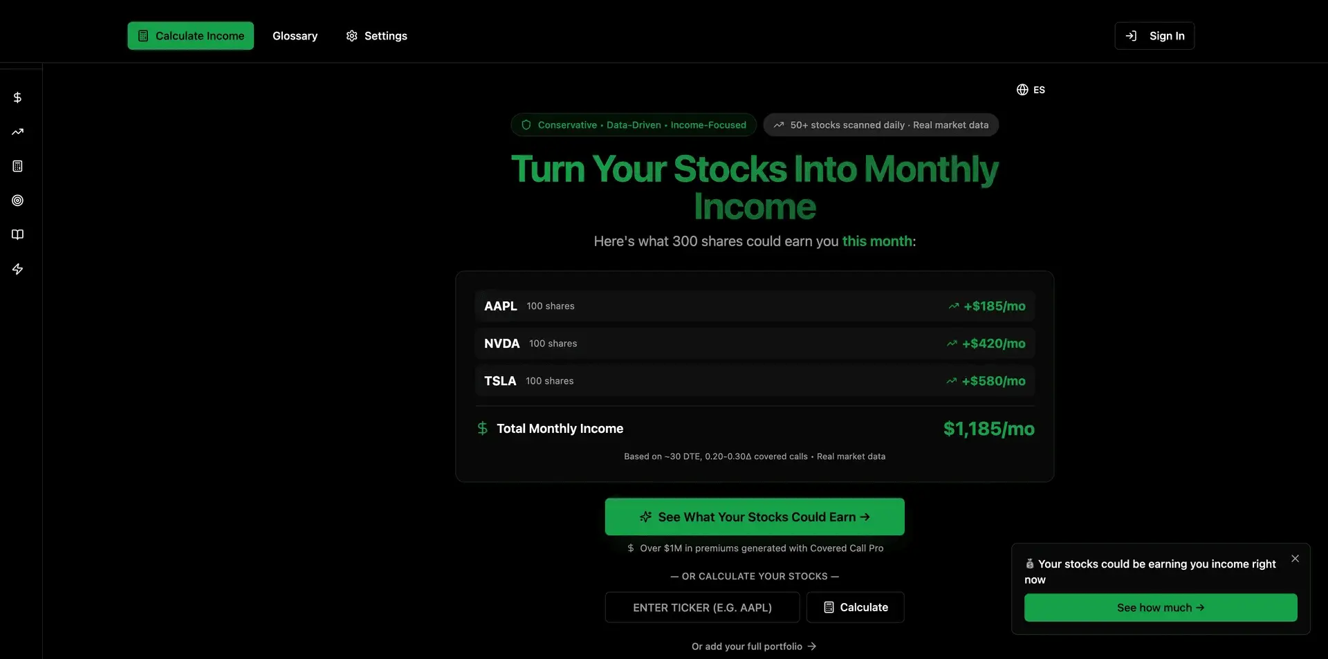 Screenshot 1 of Covered Call Pro