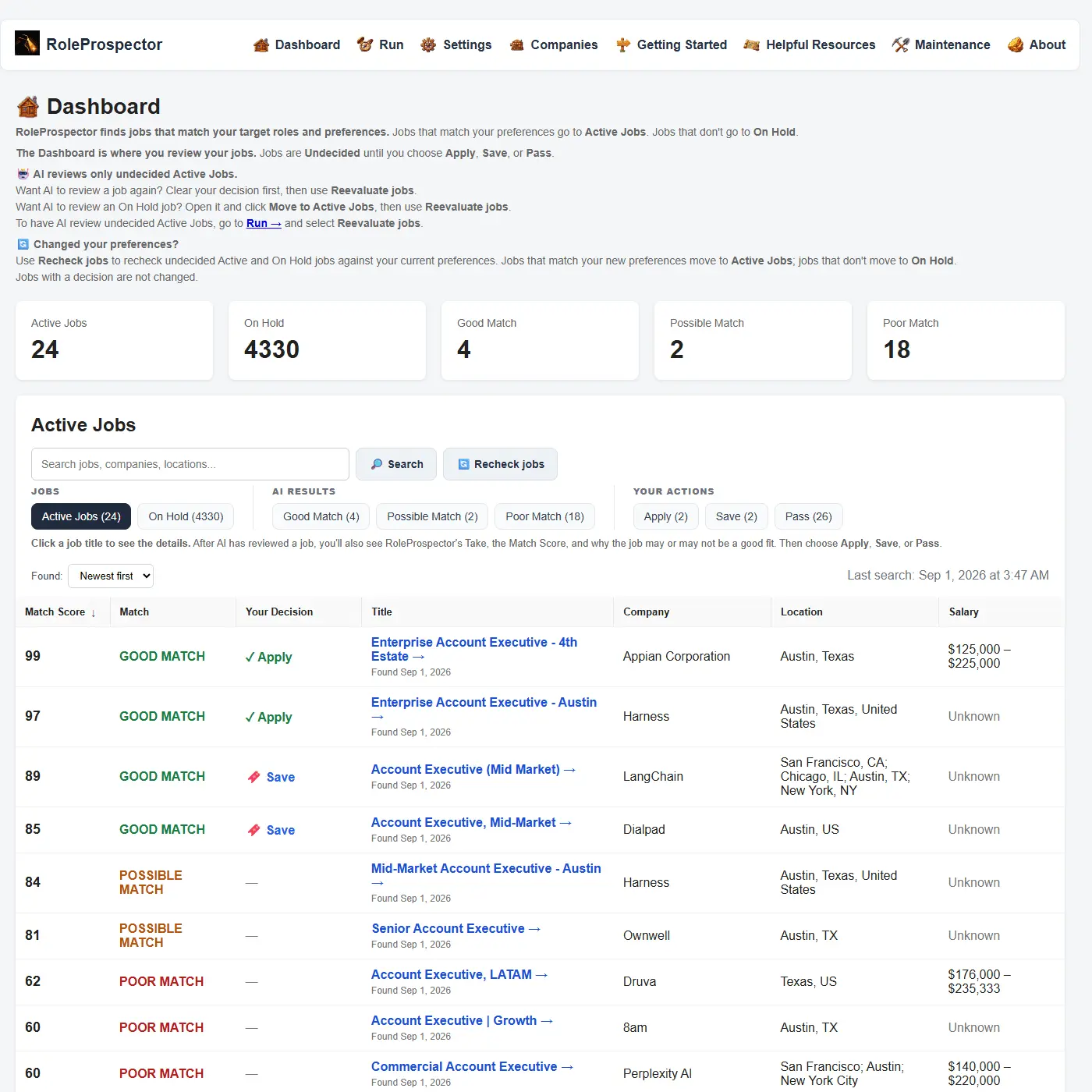 Screenshot 1 of RoleProspector