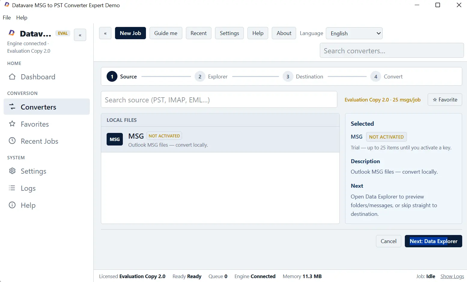 Screenshot 1 of DataVare MSG to PST Converter