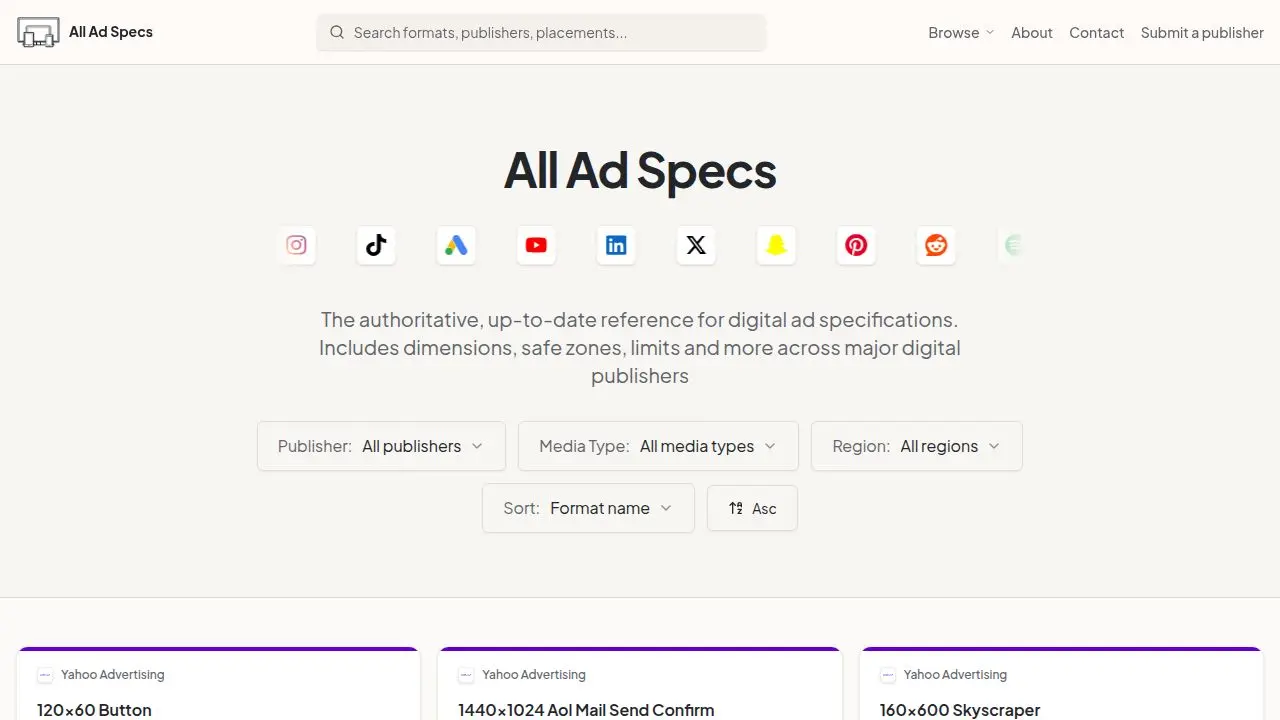 Screenshot 1 of All Ad Specs