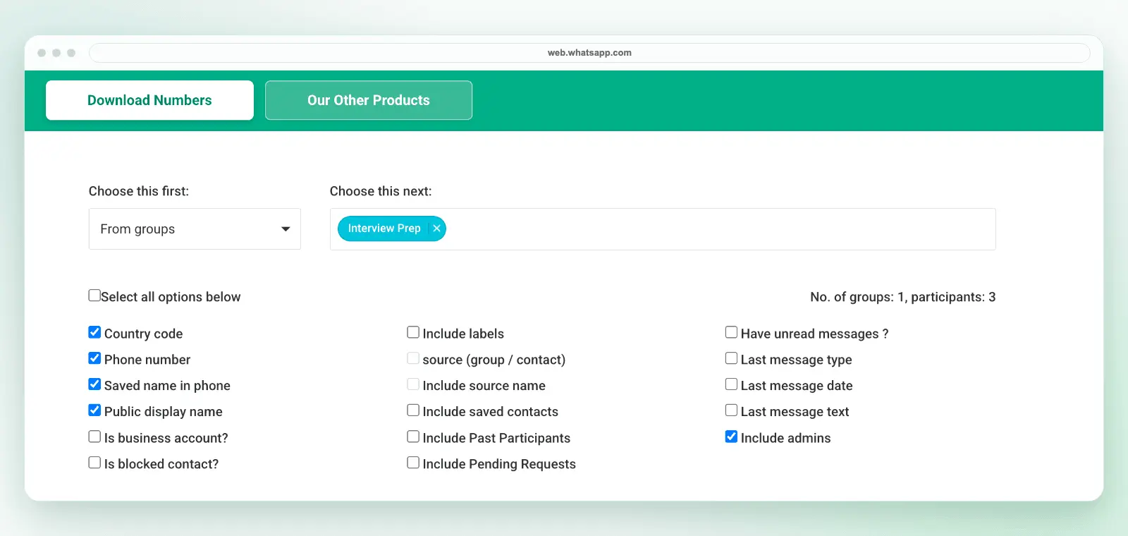 Screenshot 1 of WA - Download Group Phone Numbers