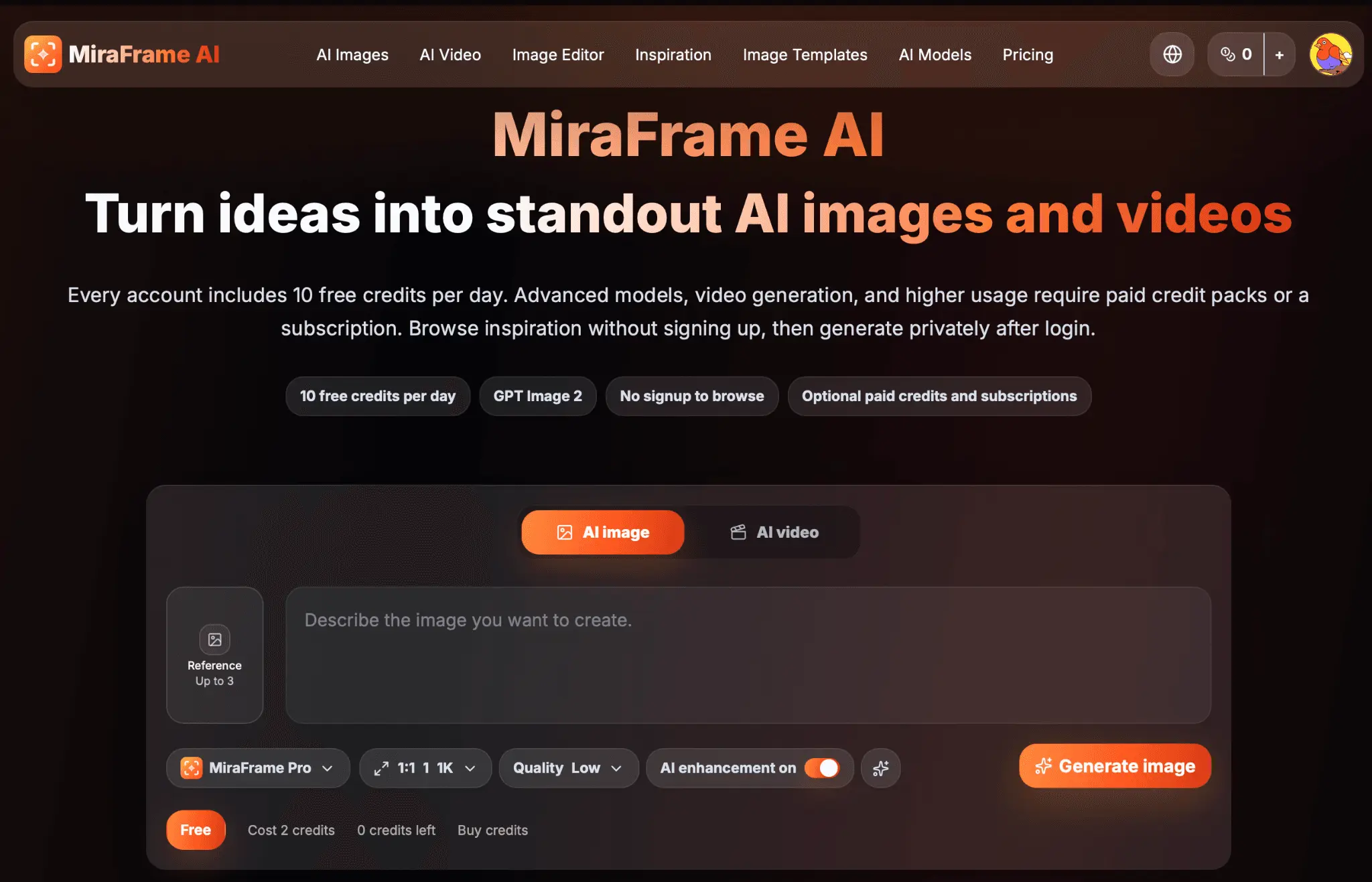 Screenshot 1 of MiraFrame AI