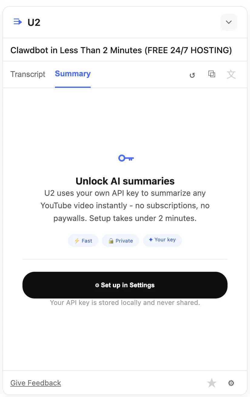 Screenshot 2 of U2 — YouTube Transcript & AI Summaries