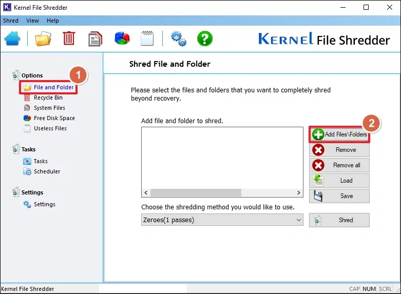 Screenshot 1 of Kernel File Shredder