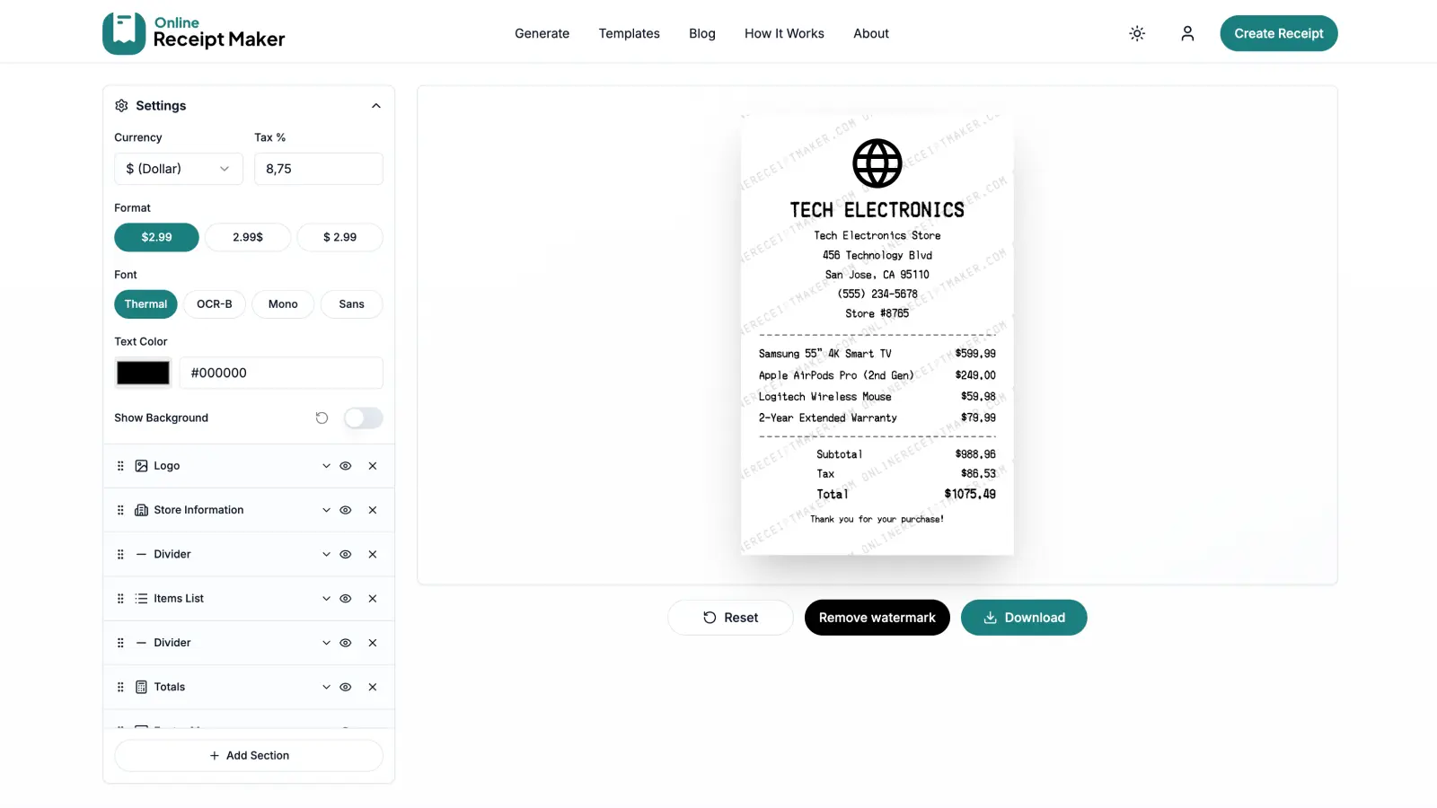 Screenshot 2 of Online Receipt Maker