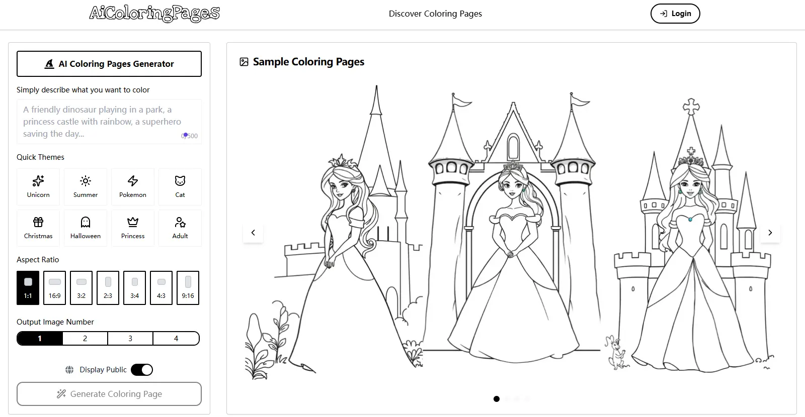 Screenshot 1 of AI Coloring Pages Generator