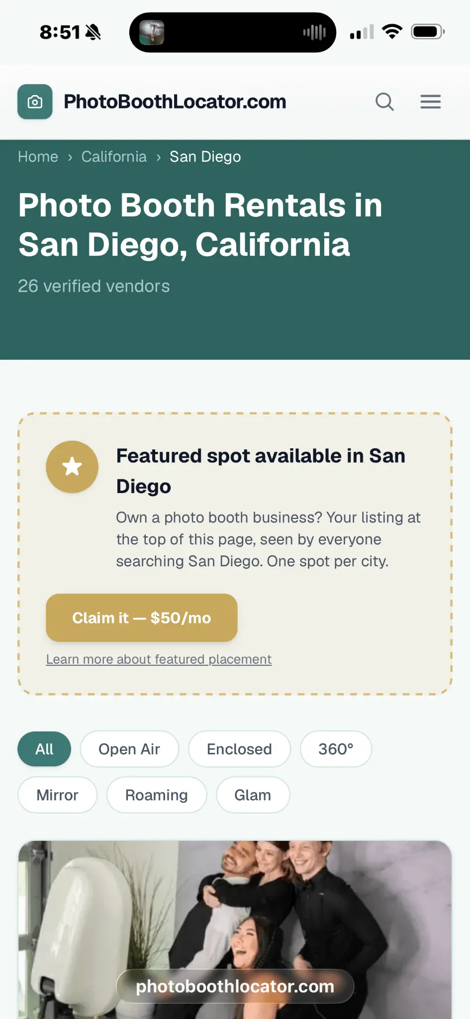 Screenshot 2 of PhotoBoothLocator.com