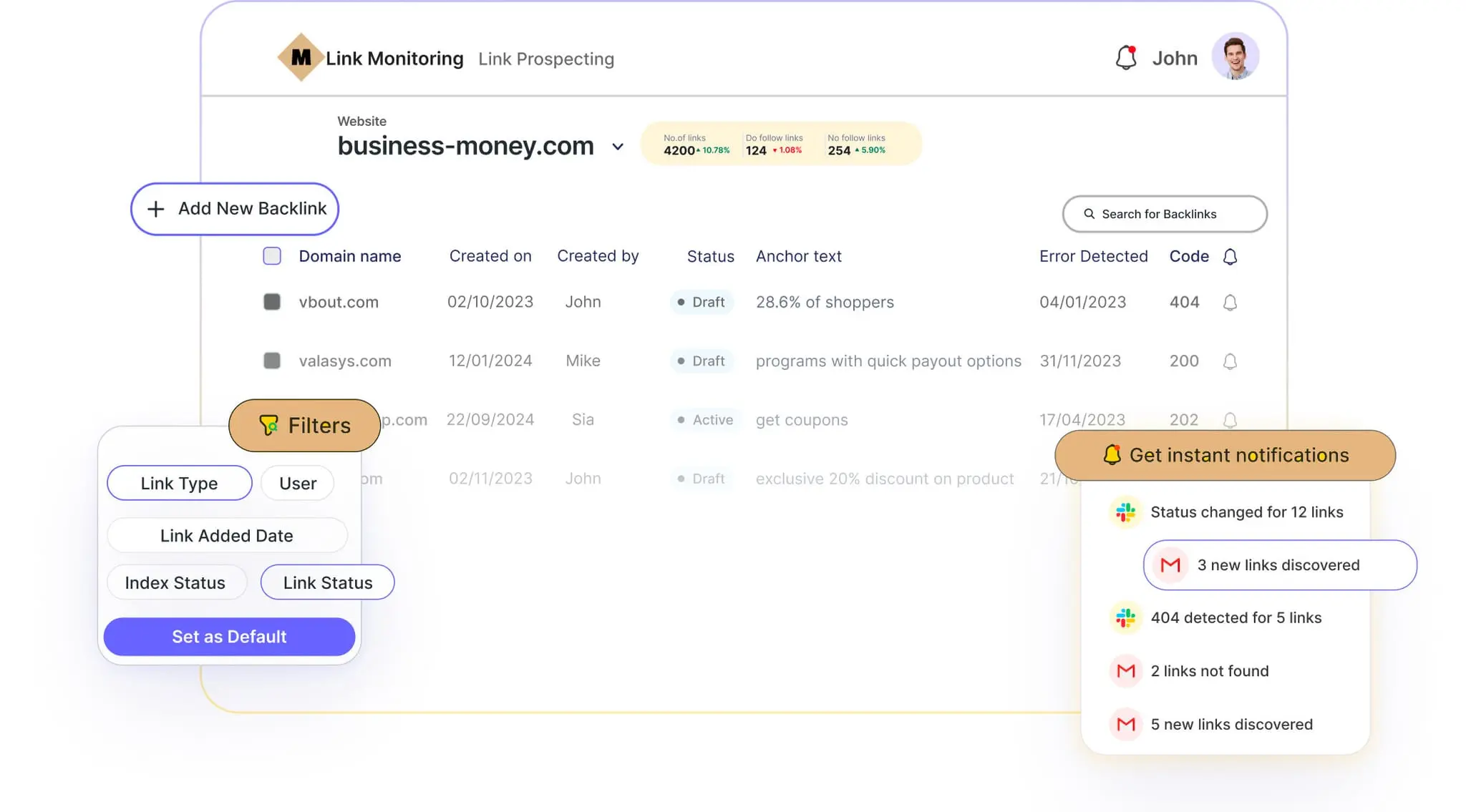 Screenshot 1 of Backlink Monitor