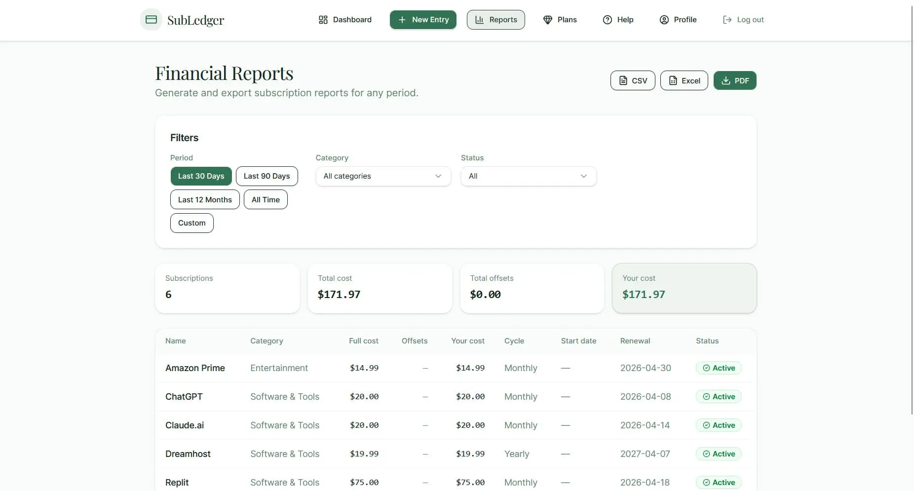 Screenshot 2 of SubLedger