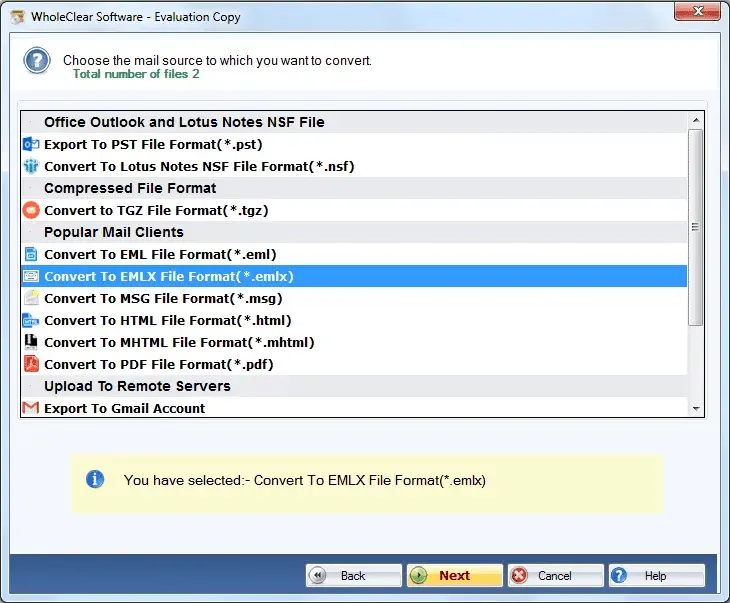 Screenshot 3 of WholeClear MBOX to EMLX Converter