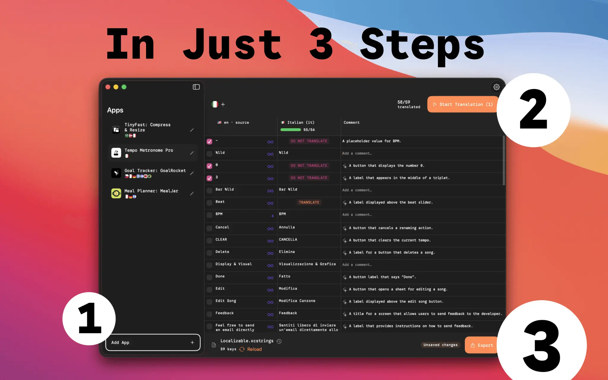 Screenshot 2 of AppUFO – Localize your iOS App with AI